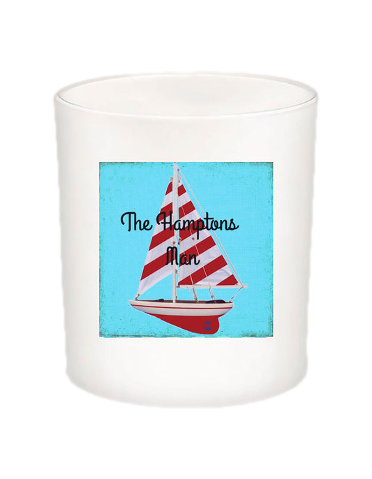 The Hamptons Man Sailboat Candle Jar with Lid-Coconut Soy Wax